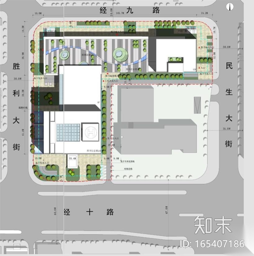 [山东]中国传统文化元素书城建筑设计方案文本cad施工图下载【ID:165407186】