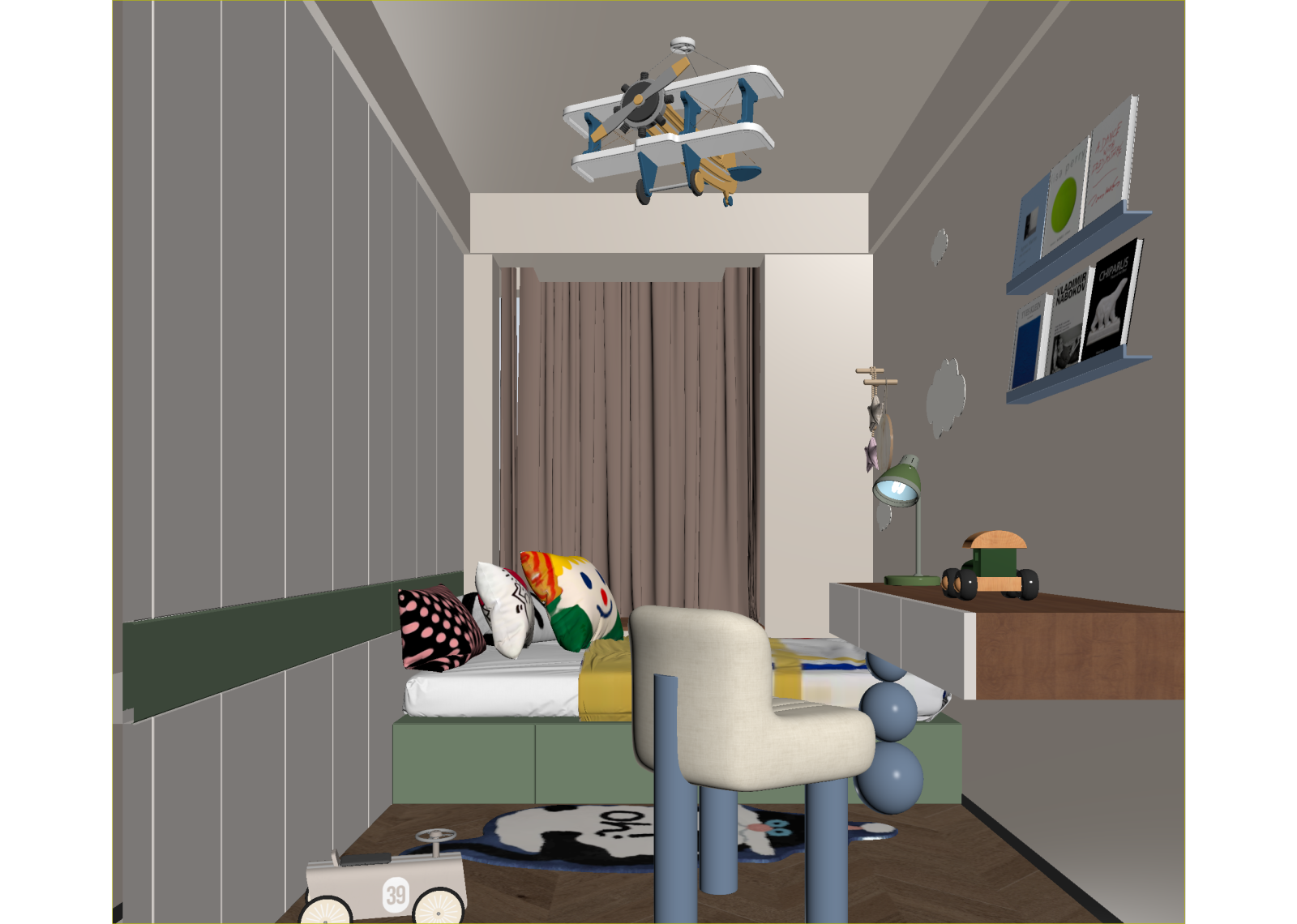 现代通用儿童房3D模型下载【ID:1215031136】
