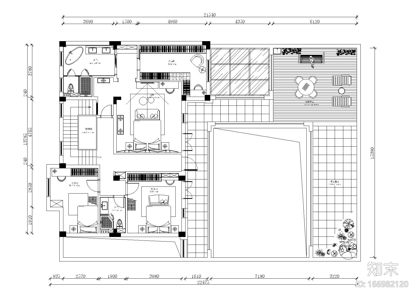 [浙江]杭州现代轻奢四居室别墅设计施工图cad施工图下载【ID:166982120】