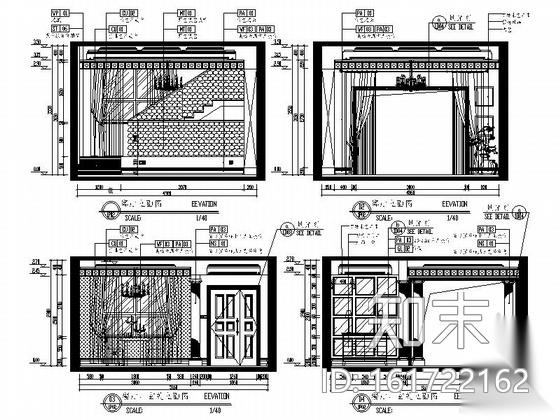 某新古典主义三层别墅装修图（含效果）cad施工图下载【ID:161722162】