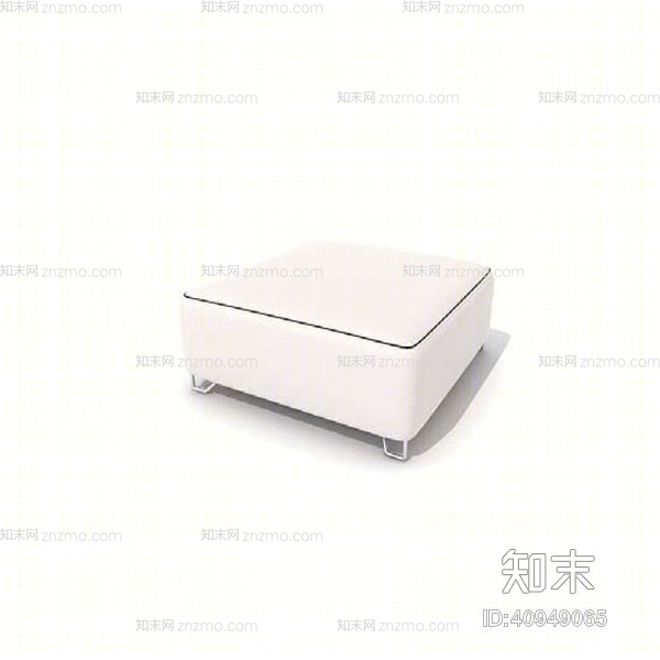 现代白色布艺脚凳3D模型下载【ID:40949065】