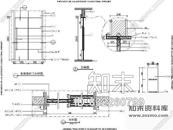 图块/节点餐包推拉门详图施工图下载【ID:832260799】
