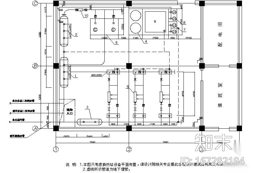 某小区热力站管道平面图施工图下载【ID:167282194】