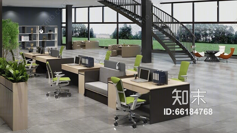 现代办公桌椅3D模型下载【ID:66184768】