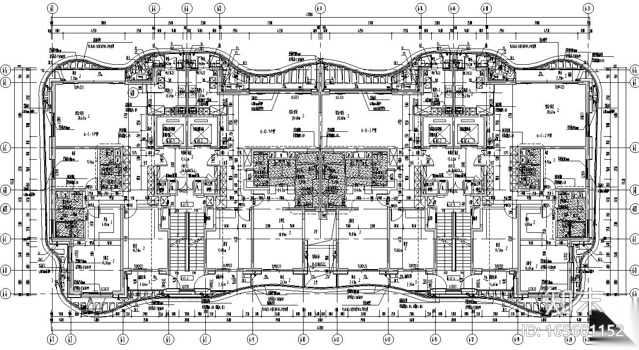 [上海]现代风格6栋住宅建筑施工设计cad施工图下载【ID:165601152】