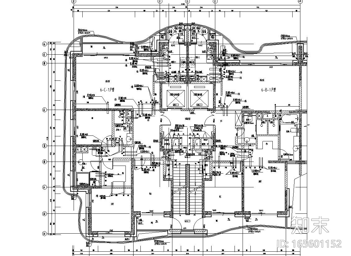 [上海]现代风格6栋住宅建筑施工设计cad施工图下载【ID:165601152】