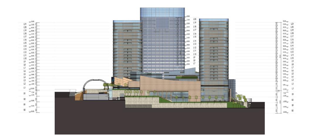 [重庆]高层现代风格玻璃立面城市综合体建筑设计方案文本cad施工图下载【ID:166073109】