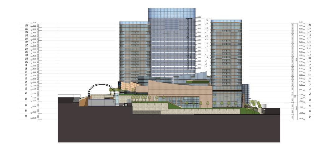 [重庆]高层现代风格玻璃立面城市综合体建筑设计方案文本施工图下载【ID:151737134】