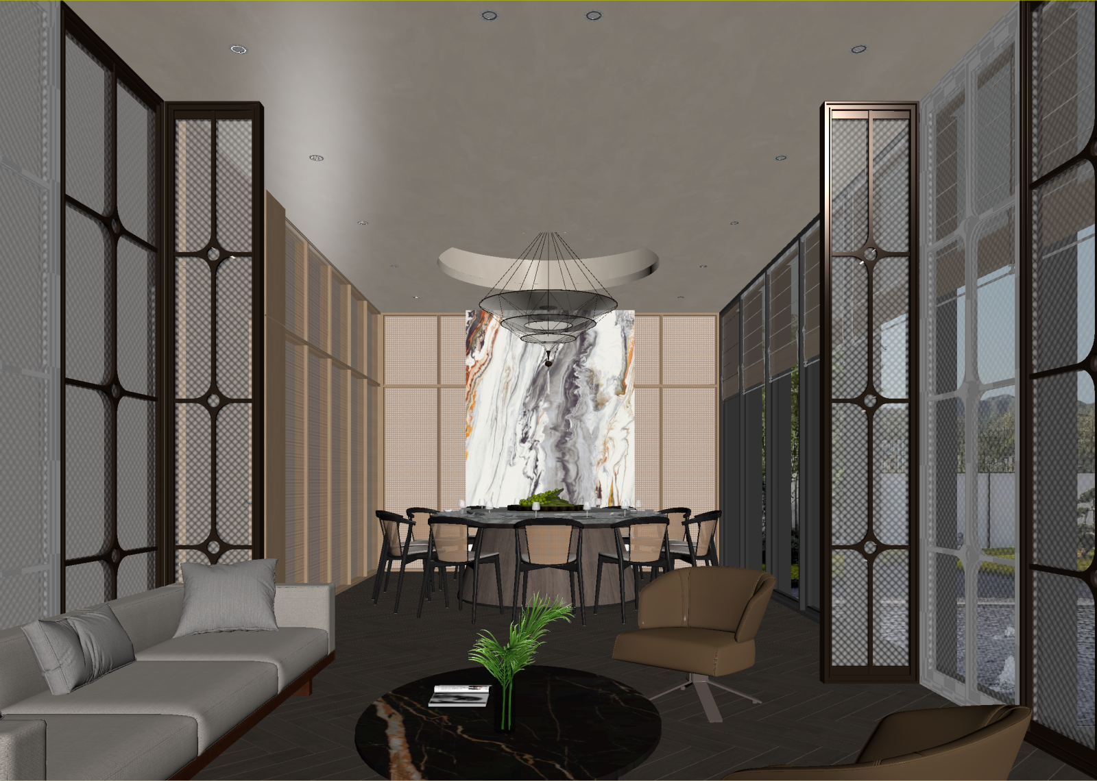 新中式客餐厅3D模型下载【ID:1215919228】