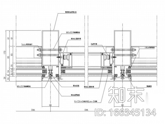 24层框架核心筒结构综合楼幕墙施工图（玻璃cad施工图下载【ID:166345134】