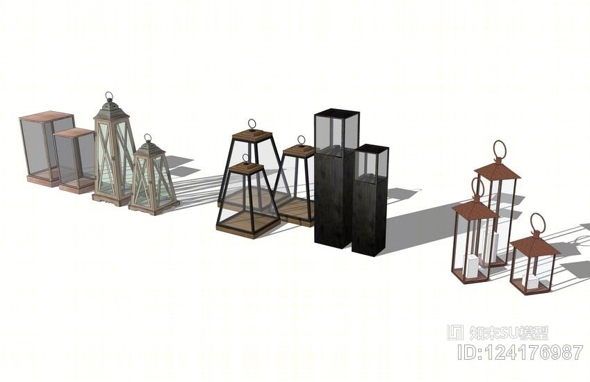 鸟笼灯组合SU模型下载【ID:124176987】