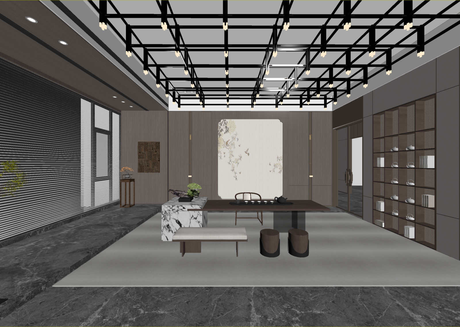 新中式茶馆3D模型下载【ID:1214628721】