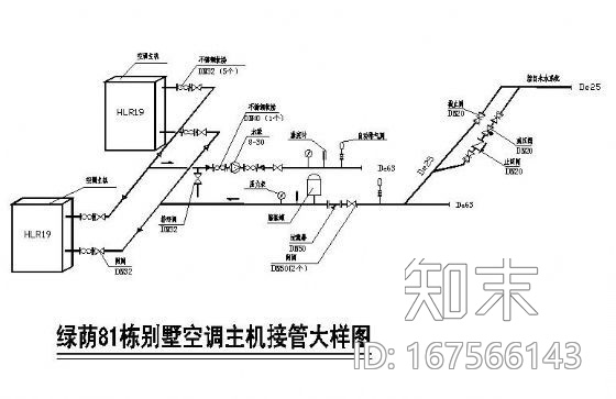 某别墅空调主机安装图cad施工图下载【ID:167566143】