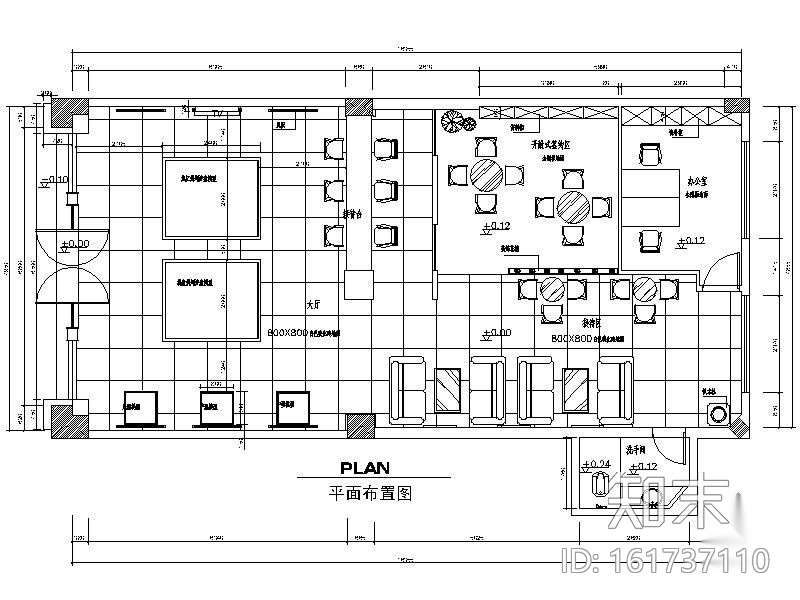 某小型售楼中心施工图cad施工图下载【ID:161737110】