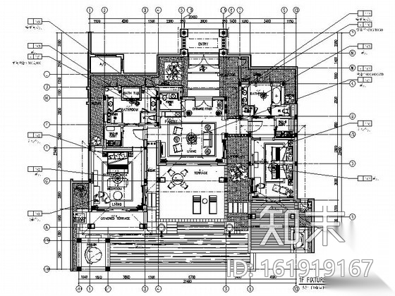 [三亚]全球连锁酒店奢华欧式双床型客房装修施工图（含效...cad施工图下载【ID:161919167】