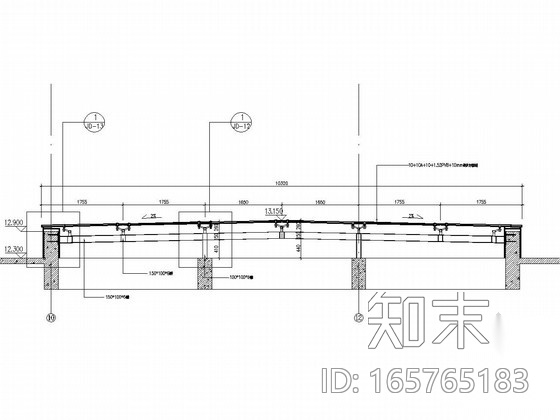 人民医院迁建工程明框玻璃幕墙施工图（玻璃雨蓬）cad施工图下载【ID:165765183】