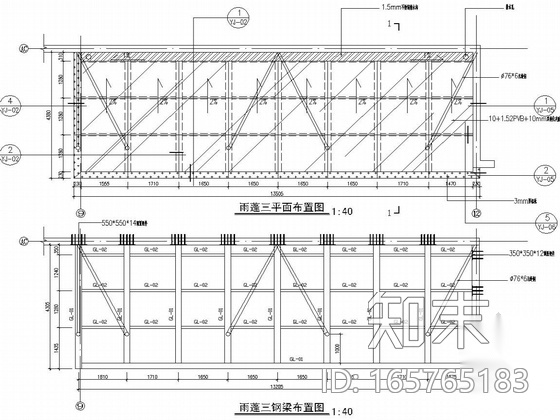 人民医院迁建工程明框玻璃幕墙施工图（玻璃雨蓬）cad施工图下载【ID:165765183】