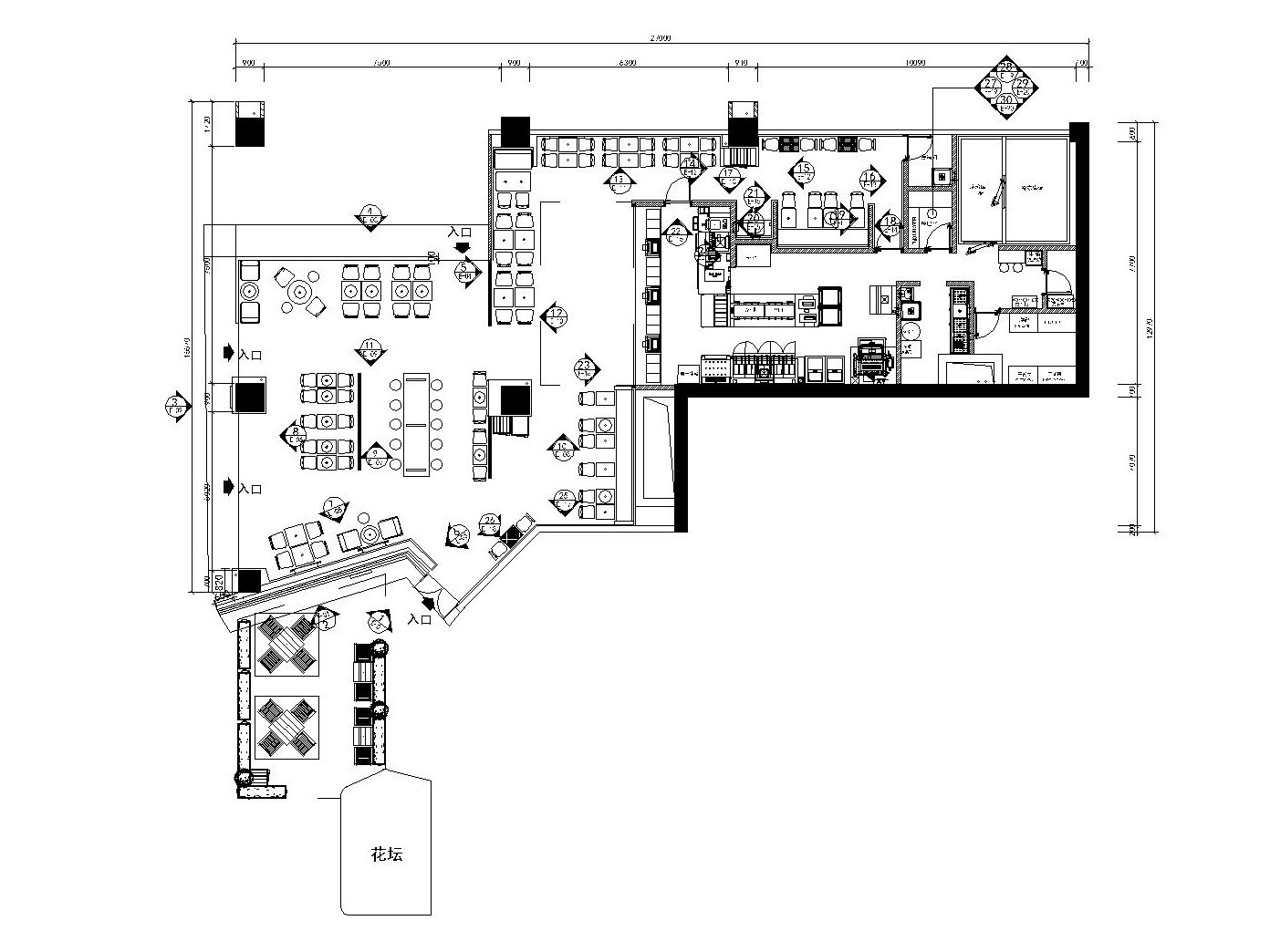 现代简约风格西餐厅装修施工图（附效果图）cad施工图下载【ID:160423114】