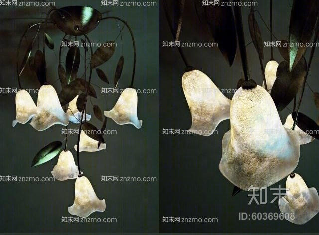 现代黑色铁艺吸顶灯3D模型下载【ID:60369608】