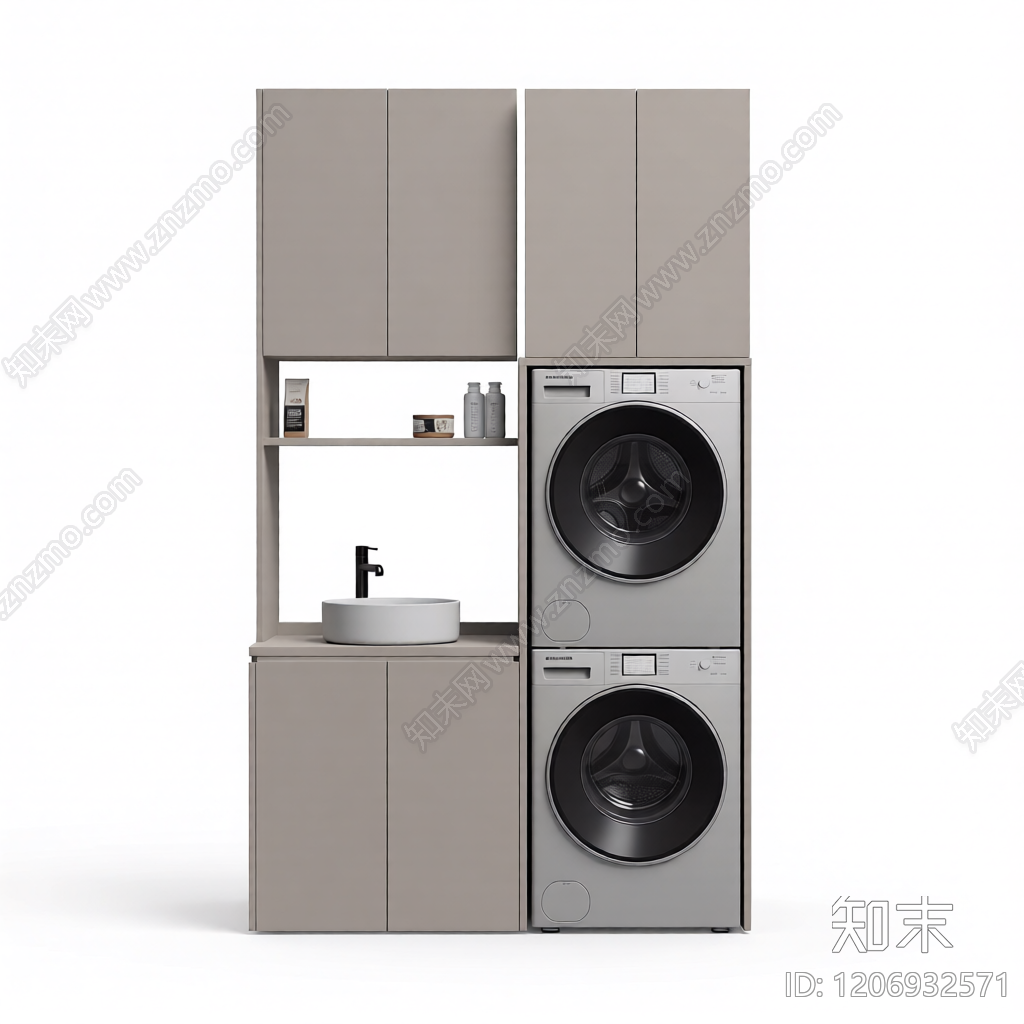洗衣柜组合体3D模型下载【ID:1206932571】