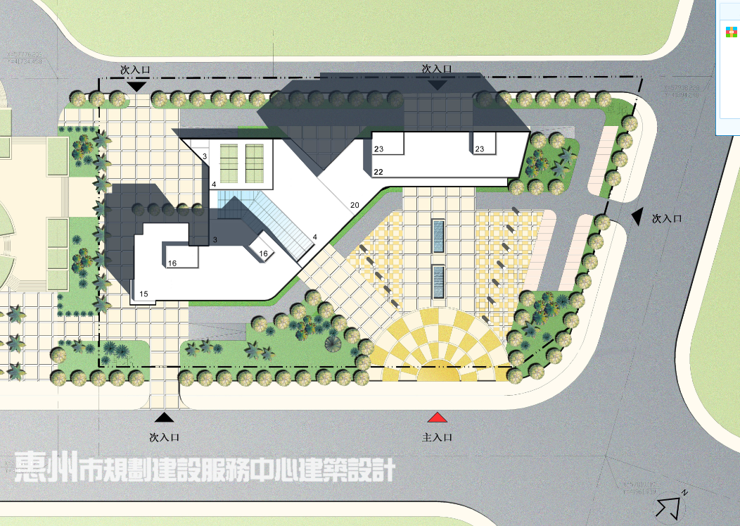 惠州市规划建设服务中心建筑设计方案（方案及施工图）cad施工图下载【ID:149939106】