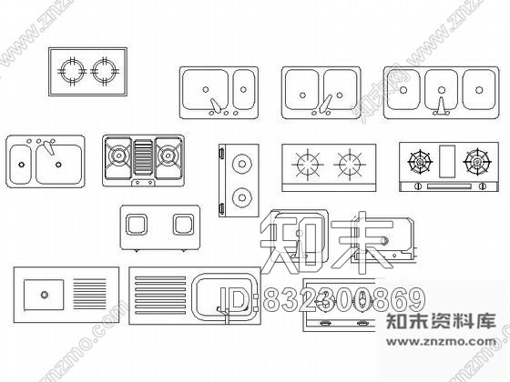 图块/节点各种厨房不同用品cad图块施工图下载【ID:832300869】