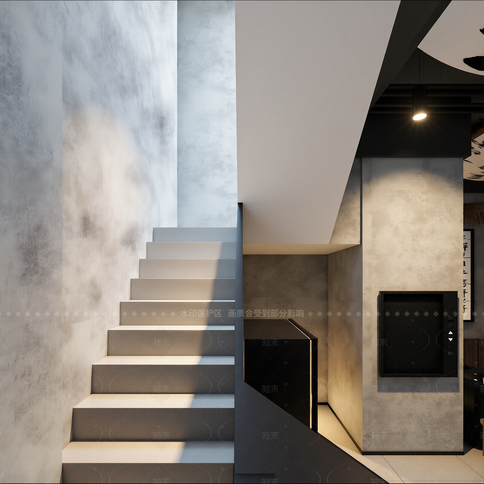 新中式楼梯间3D模型下载【ID:1214619641】