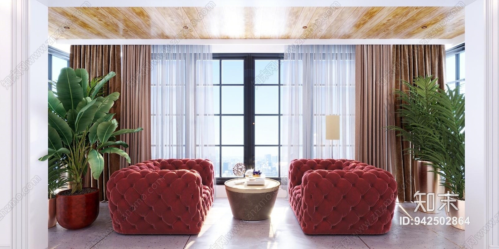 现代轻奢阳台沙发3D模型下载【ID:942502864】