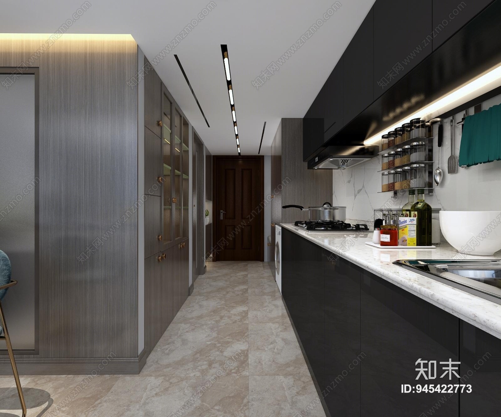 现代黑白灰公寓3D模型下载【ID:945422773】