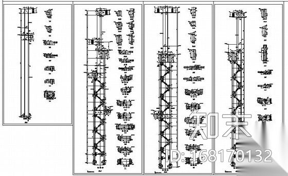 某钢桁架柱节点构造详图cad施工图下载【ID:168170132】