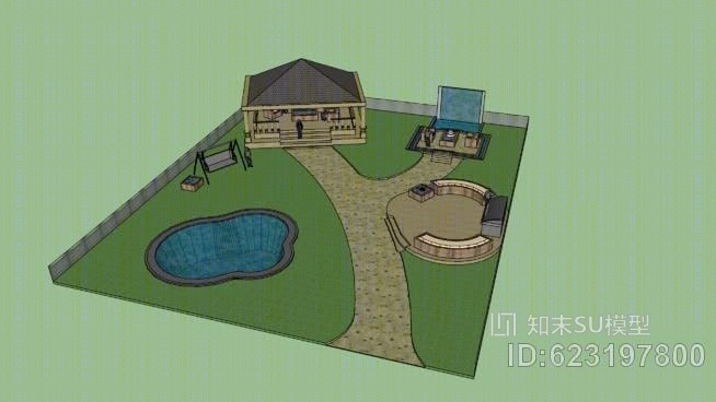 花园凉亭SU模型下载【ID:623197800】