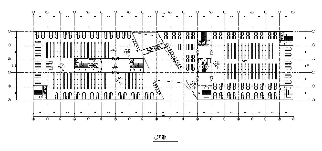 首都图书馆2至10层各层施工平面图cad施工图下载【ID:161684113】