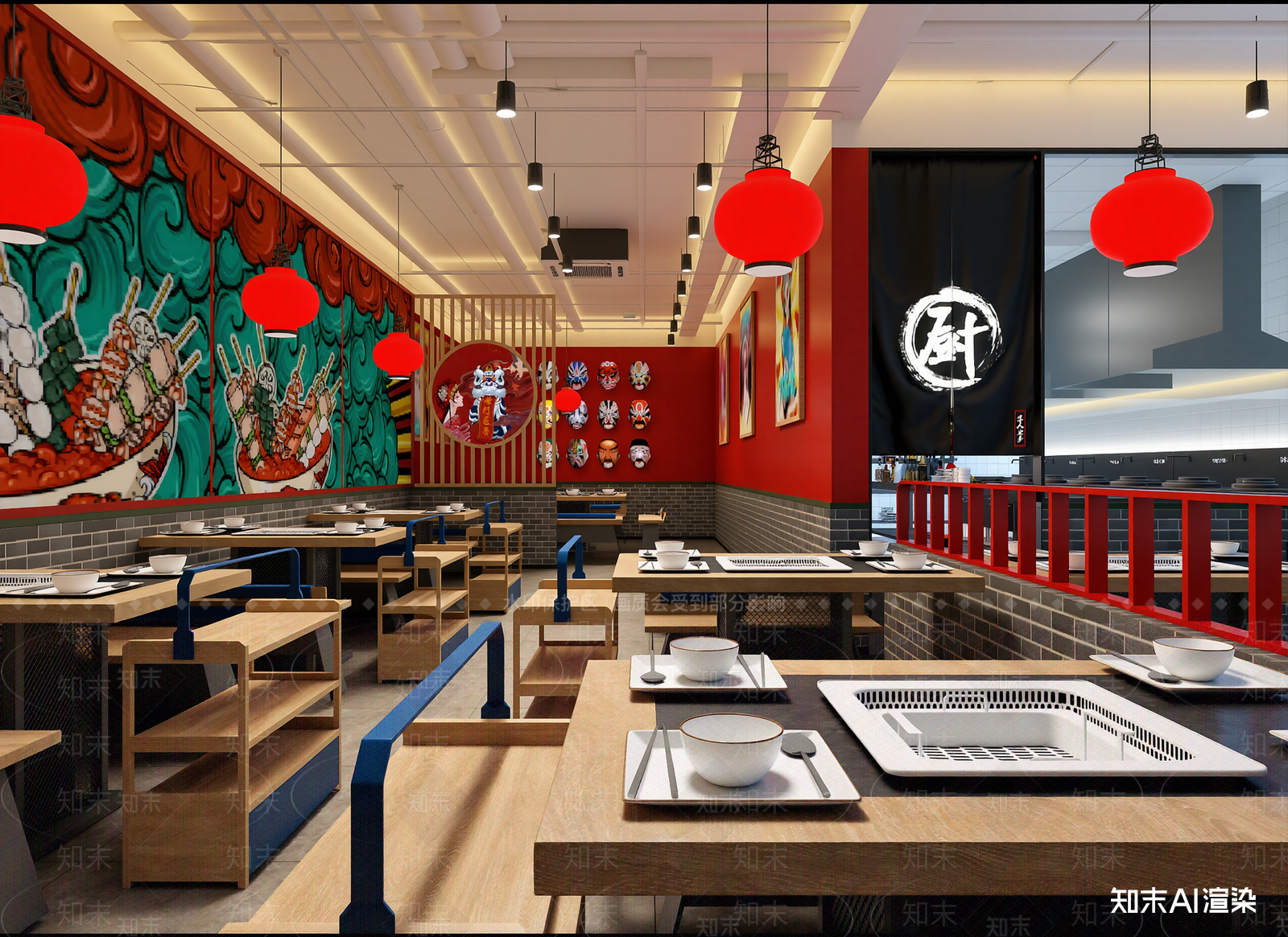 新中式火锅店3D模型下载【ID:1214725414】