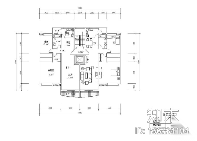 12套住宅户型设计施工图纸（CAD）施工图下载【ID:166734194】