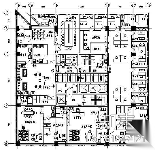 某办公空间装修图cad施工图下载【ID:161847121】