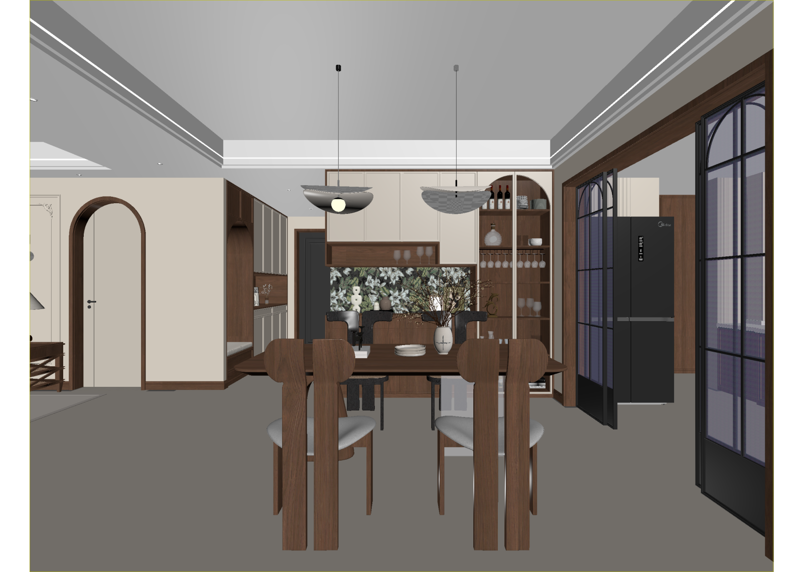现代家居餐厅3D模型下载【ID:1214757207】