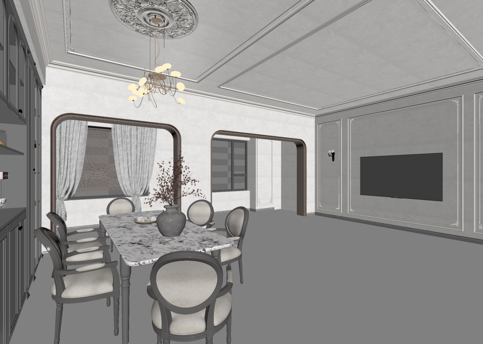 美式客餐厅3D模型下载【ID:1214621825】