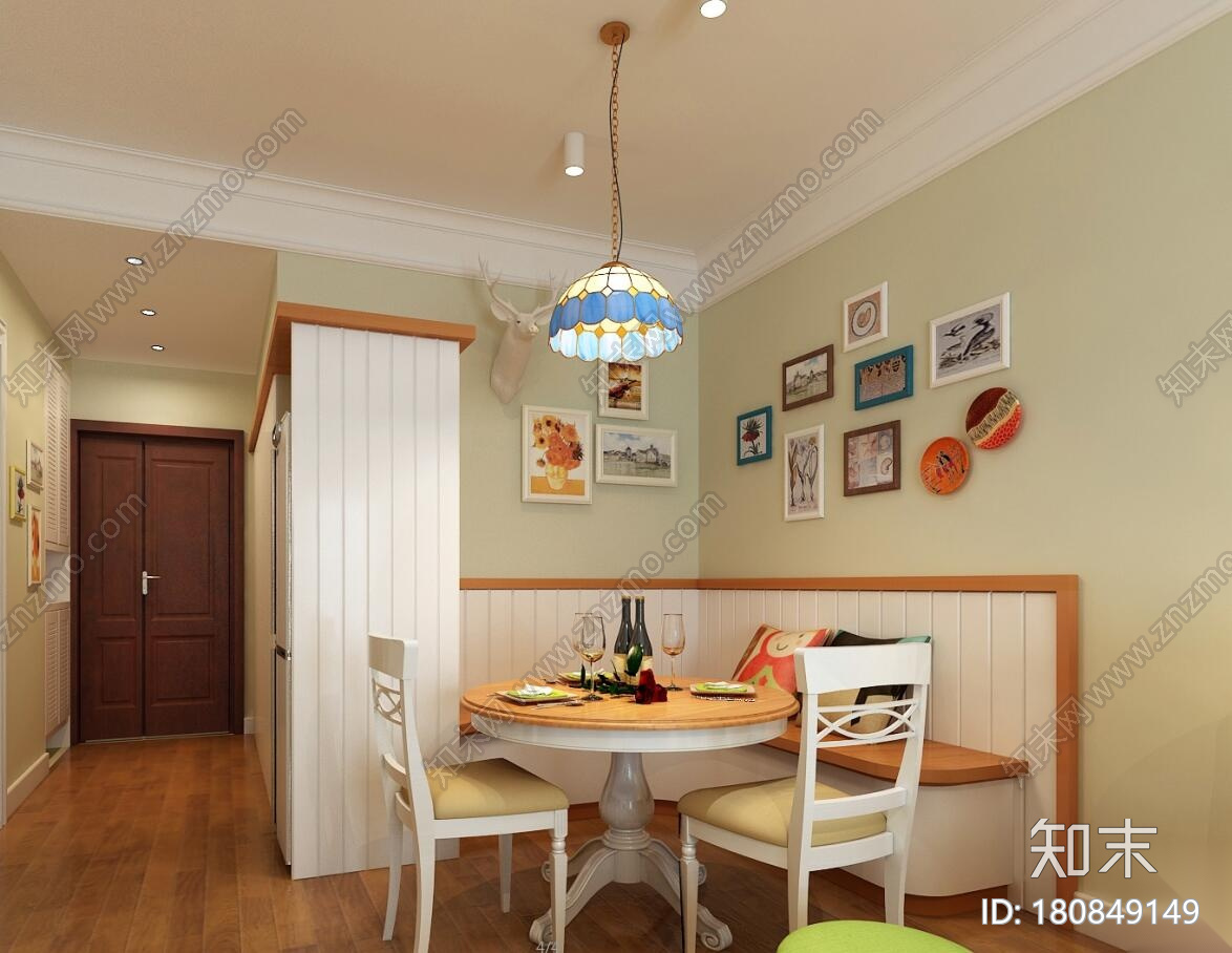 田园风格2室1厅1卫小户型装修施工图设计施工图下载【ID:180849149】