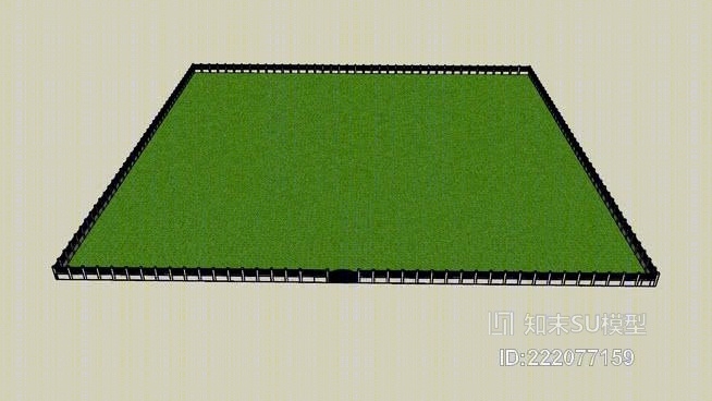 1英亩有水泥墙和大门的草SU模型下载【ID:222077159】