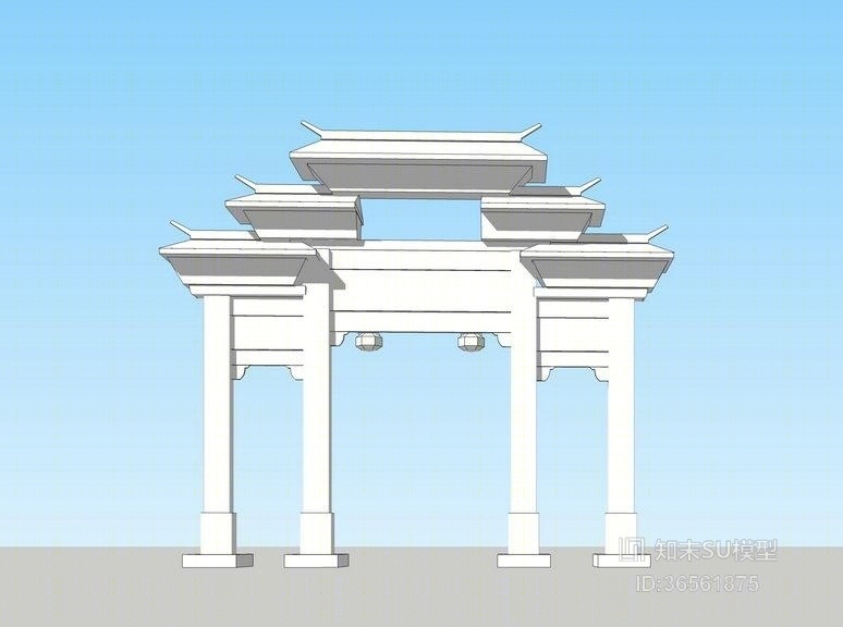 中式牌坊SU模型下载【ID:36561875】