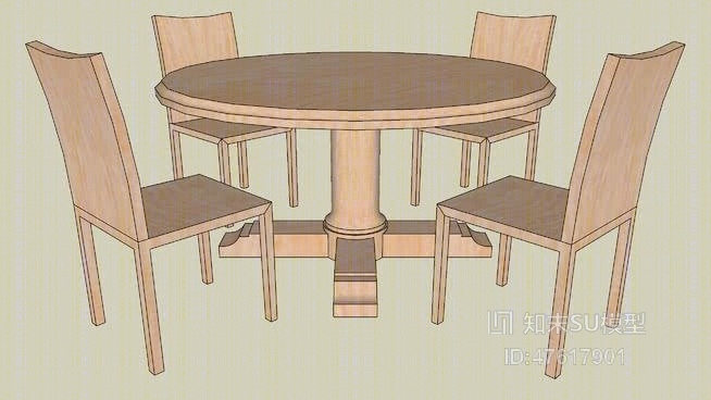 餐桌椅组合SU模型下载【ID:719328708】