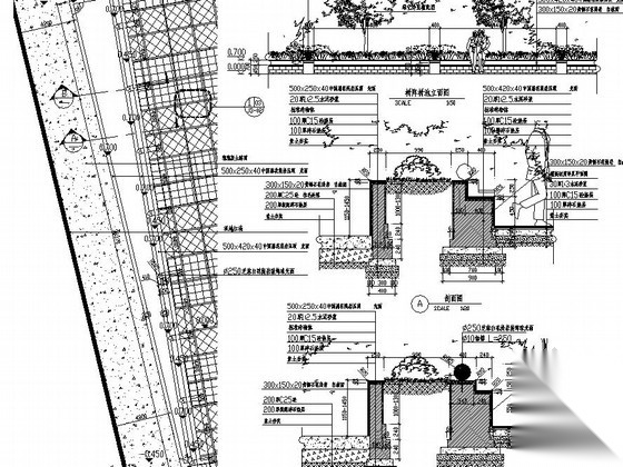 城市临街附属广场园林景观工程施工图cad施工图下载【ID:161044199】