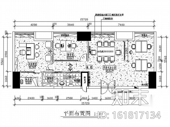 现代办公室装饰设计图（含效果）cad施工图下载【ID:161817134】