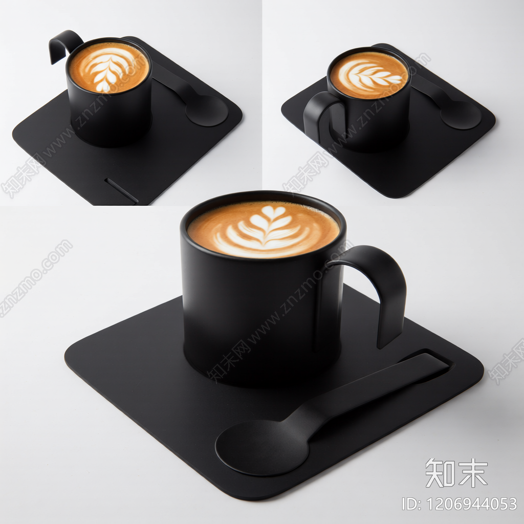 咖啡杯托盘组合3D模型下载【ID:1206944053】