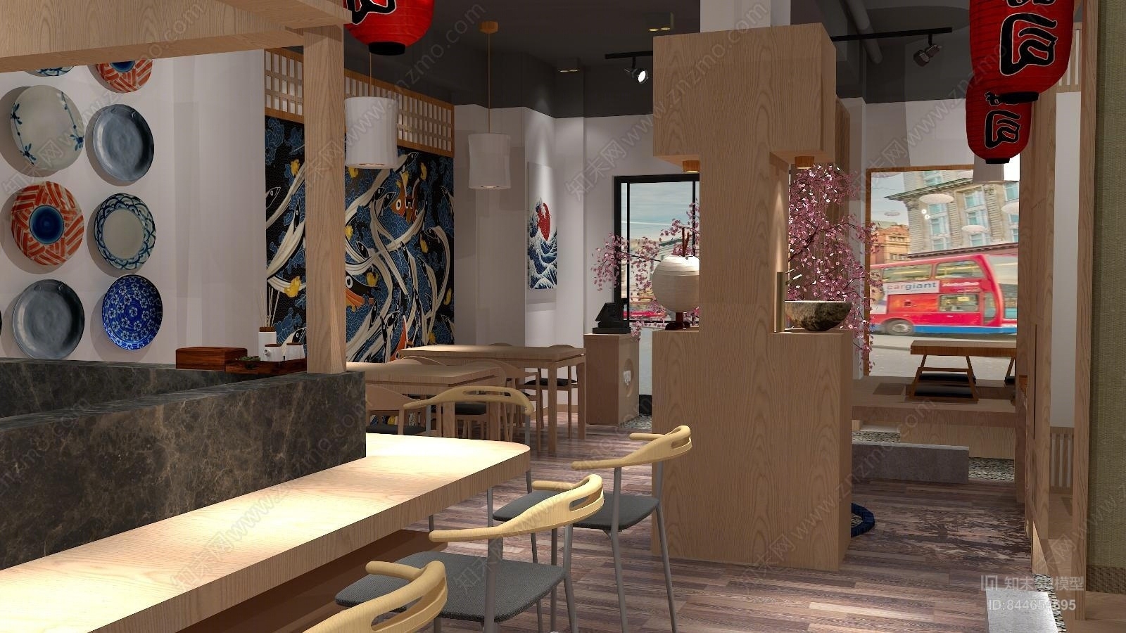 日式餐厅SU模型下载【ID:844654695】