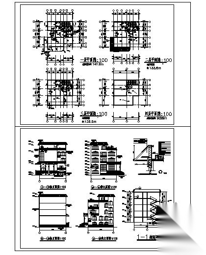 某五层小别墅建筑方案图cad施工图下载【ID:149916121】