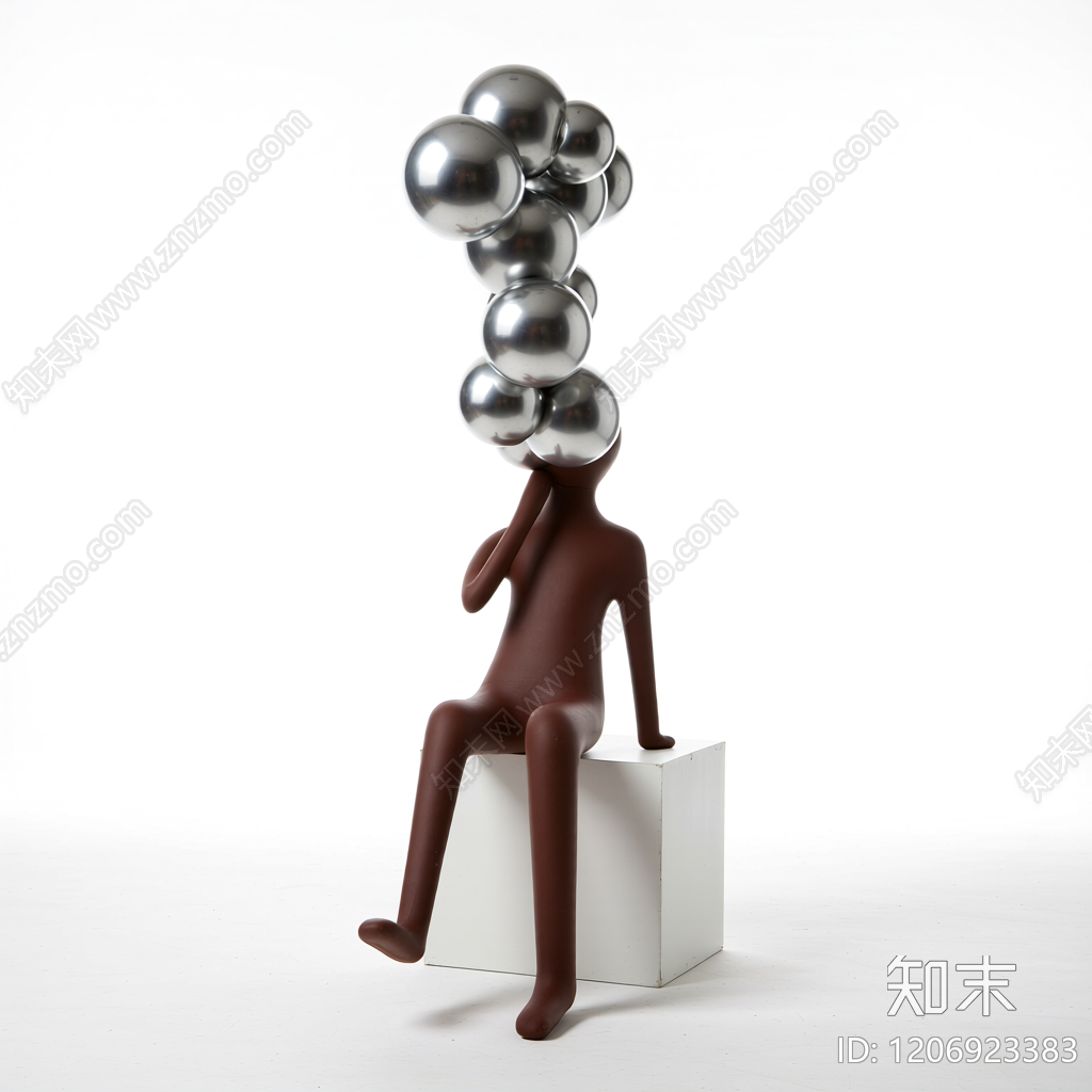 人物吹泡泡雕塑3D模型下载【ID:1206923383】