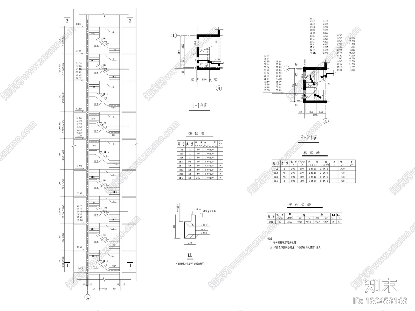 44个普通建筑楼梯节点剖面详图施工图下载【ID:180453168】