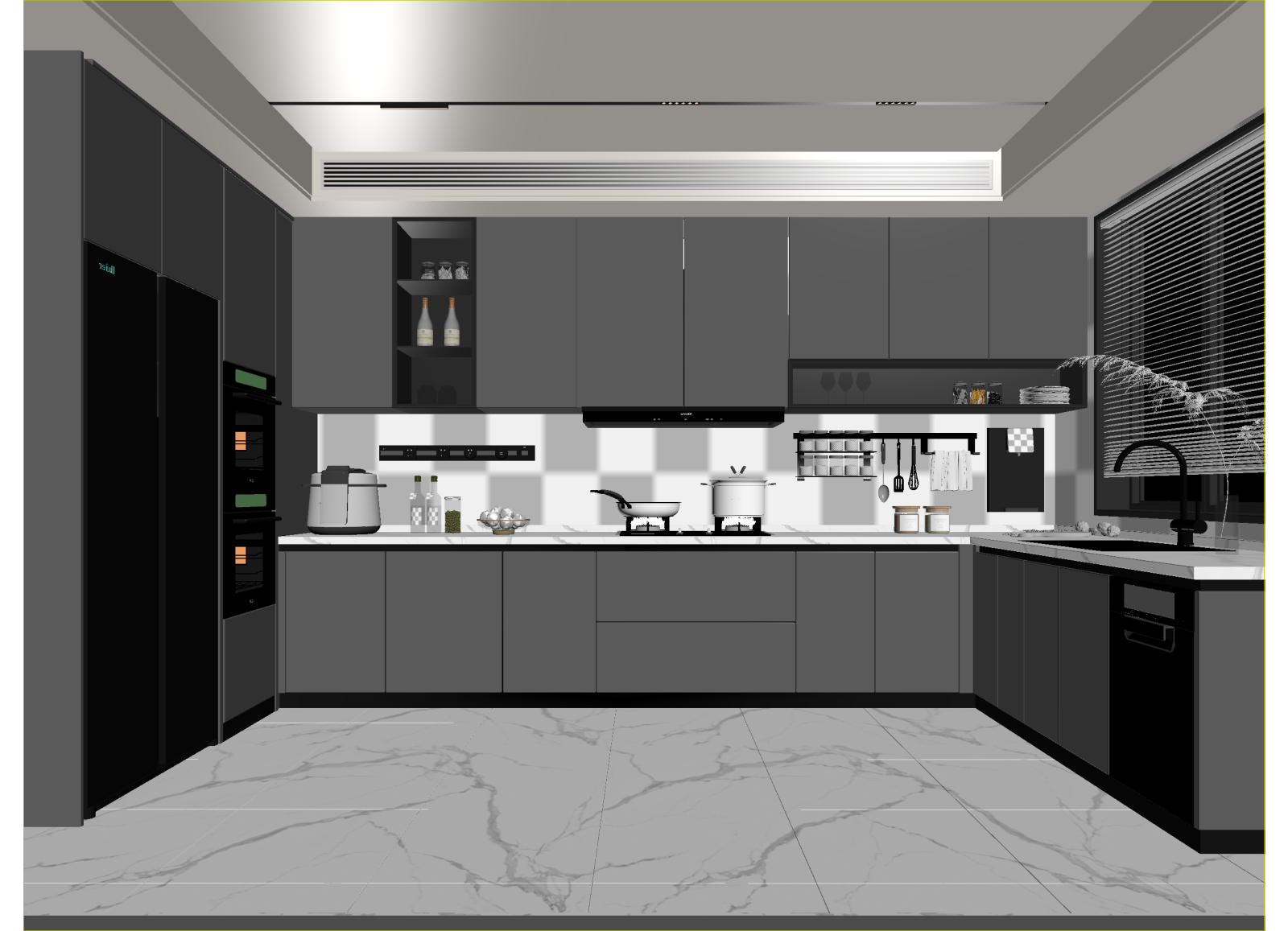 现代开放式厨房3D模型下载【ID:1214733132】