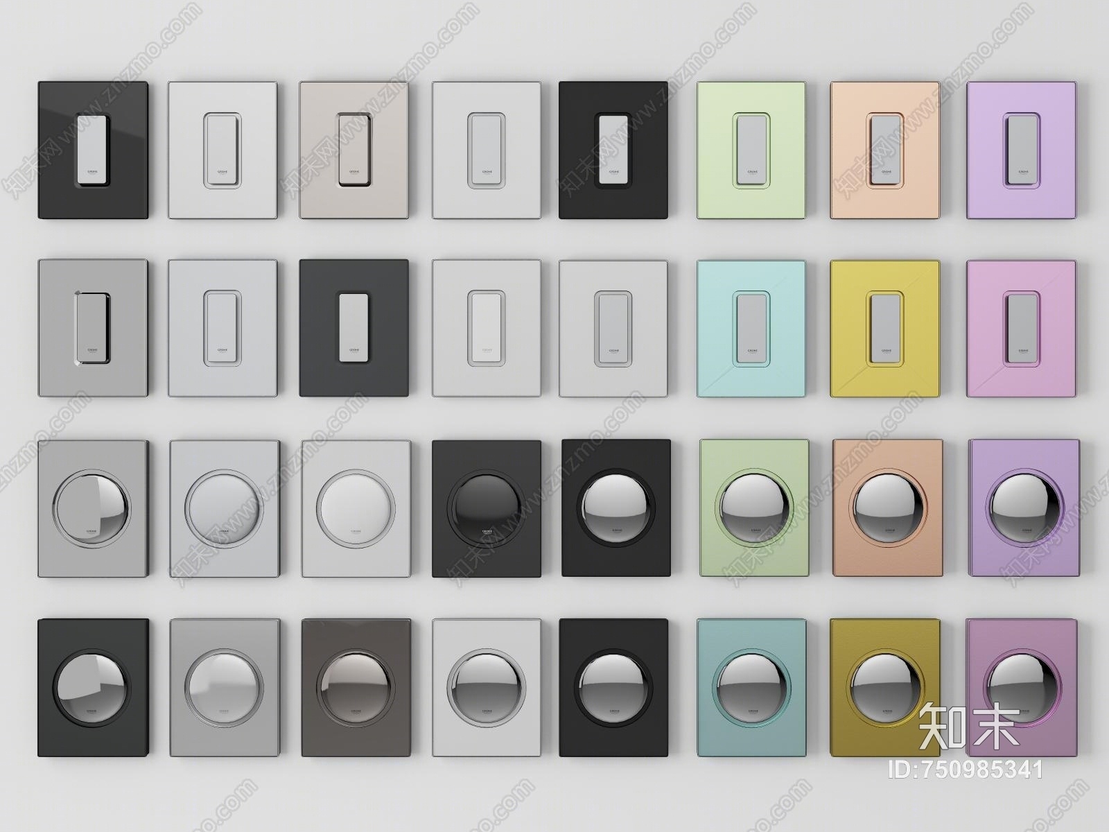 北欧金属开关面板3D模型下载【ID:750985341】